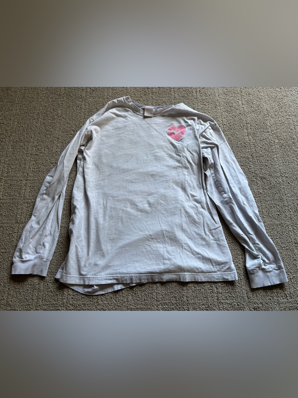 Victorias Secret Long Sleeve White Top with Pink Heart